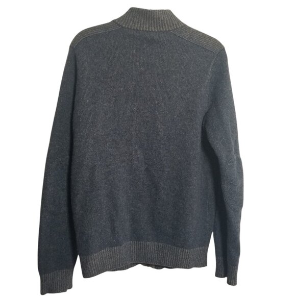 Mens Pronto Uomo Blue Gray Wool Cardigan Sweater W/ Elbow Pads Sz M - Picture 2 of 7